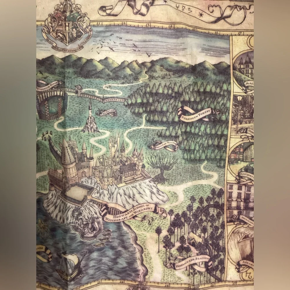 NWOT Harry Potter Enchanted Map Tapestry - Green and Brown 36 x 24